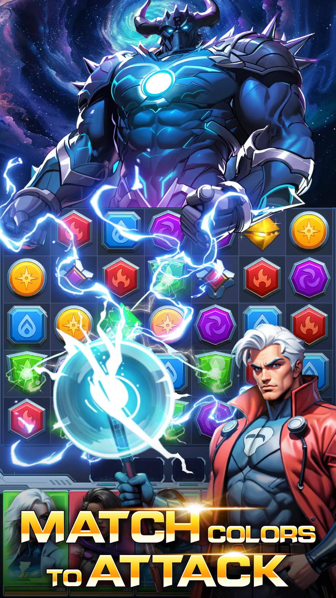 Superhero & Puzzles Match3 RPG Schermafbeelding 0