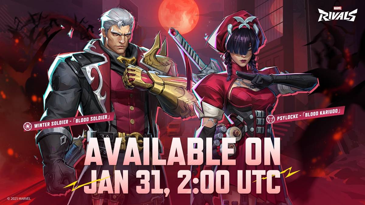 The Bucky Blood Solider & Psylocke Blood Kariudo skin from Marvel Rivals with their release date