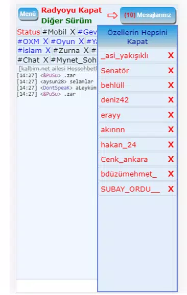 Schermata Mirc Sohbet Chat Odaları 1