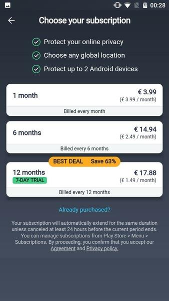 AVG VPN Segura y Seguridad Captura de pantalla 0