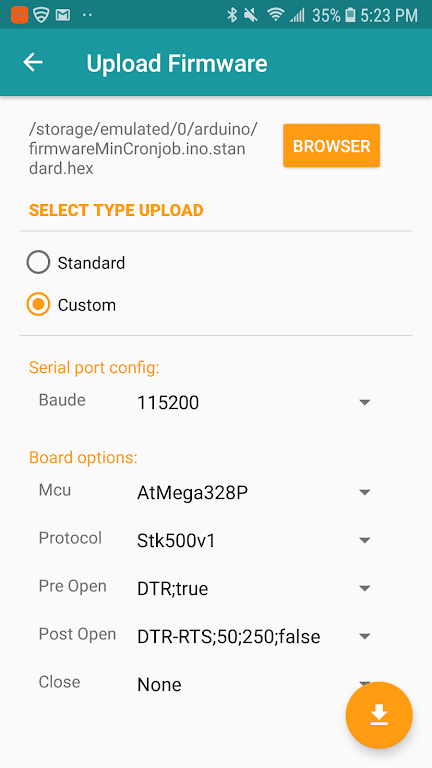 Schermata Arduino Hex Uploader-Bin/Hex 3