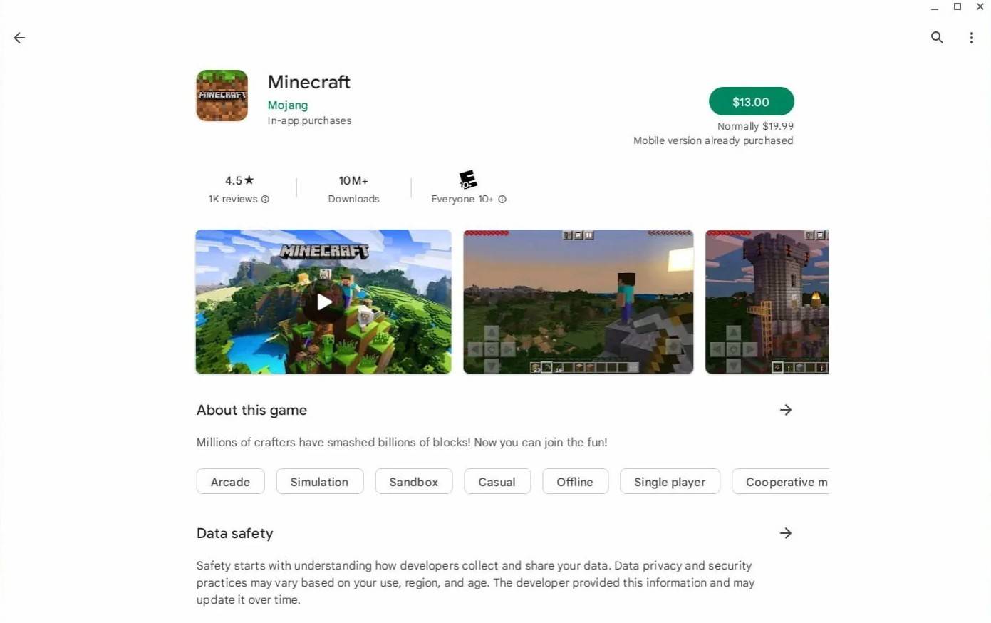 Minecraft pour Chromebook