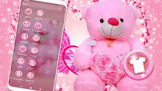 Pink Teddy Bear Theme Скриншот 2