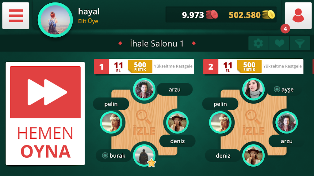 Schermata Eşli İhaleli Batak 1
