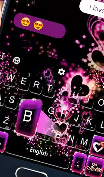 Sparkling Purple Heart Keyboard Theme Ekran Görüntüsü 2