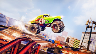 Mega Truck Rooftop Stunt Games Tangkapan skrin 2