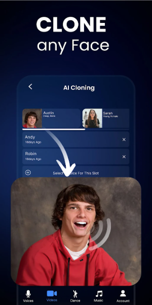 Voice & Face Cloning: Clony AI Captura de pantalla 1