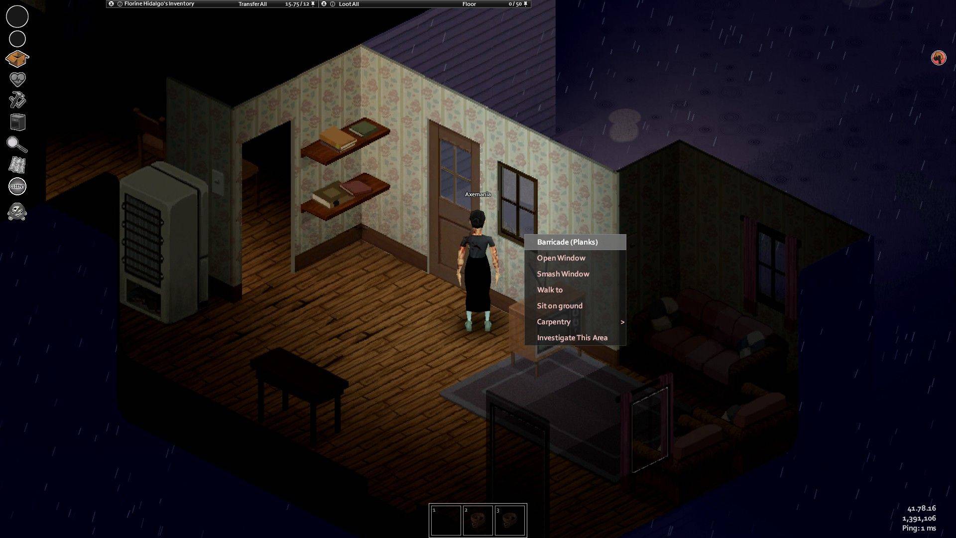 Barricading a window in Project Zomboid