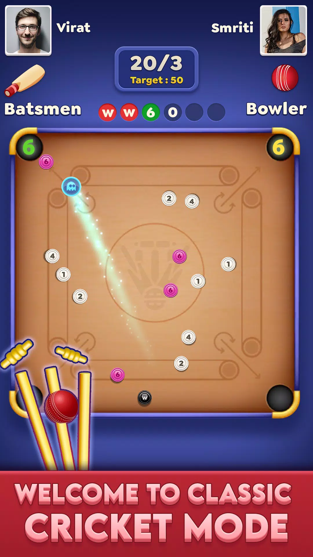 Carrom Cricket ဖန်သားပြင်ဓာတ်ပုံ 1