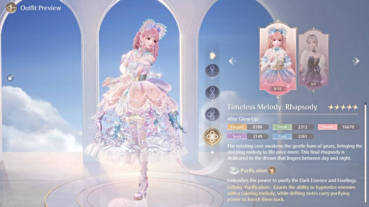 Melodía intemporal: atuendo de Rhapsody en infinito nikki