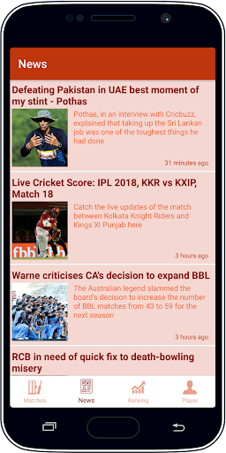 Live Cricket Score & News Capture d'écran 2