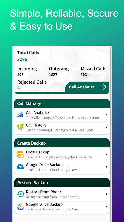 Cally - Call Backup & Recover ภาพหน้าจอ 0