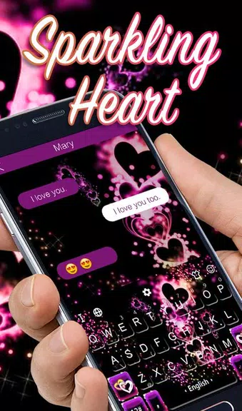 Sparkling Purple Heart Keyboard Theme Ekran Görüntüsü 1
