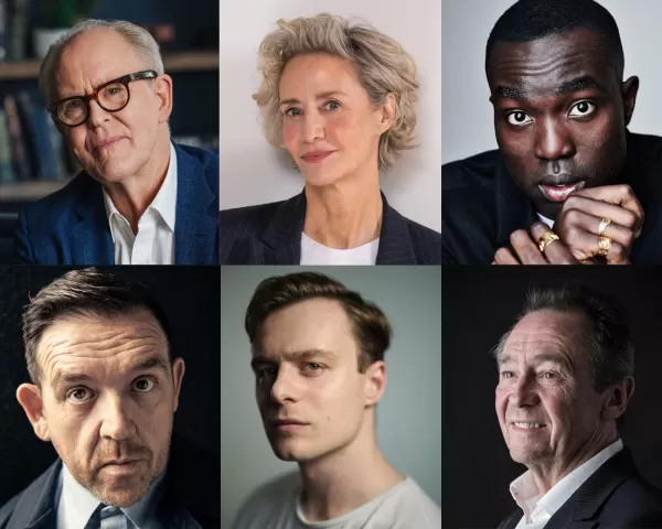 （頂部，從左到右）：John Lithgow（信用：Jessica Howes），Janet McTeer（信用：Andrew Crowley），Paapa Essiedu（信用：Ruth Crafer）。 （底部，從左到右）：尼克·弗羅斯特（信用：李·馬龍），盧克·塔隆（信用：菲爾·夏普），保羅·懷特豪斯（信用邁克·馬斯蘭德）。華納兄弟提供的圖像。