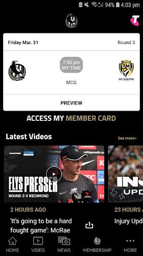 Collingwood Official App Schermafbeelding 0