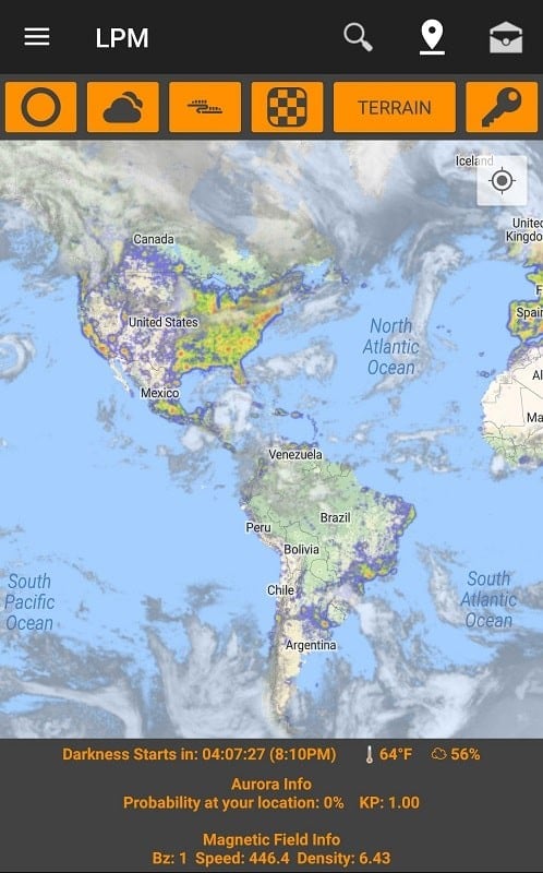 Schermata Light Pollution Map - Dark Sky 2