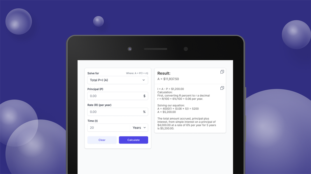 Schermata Simple Interest Calculator 1