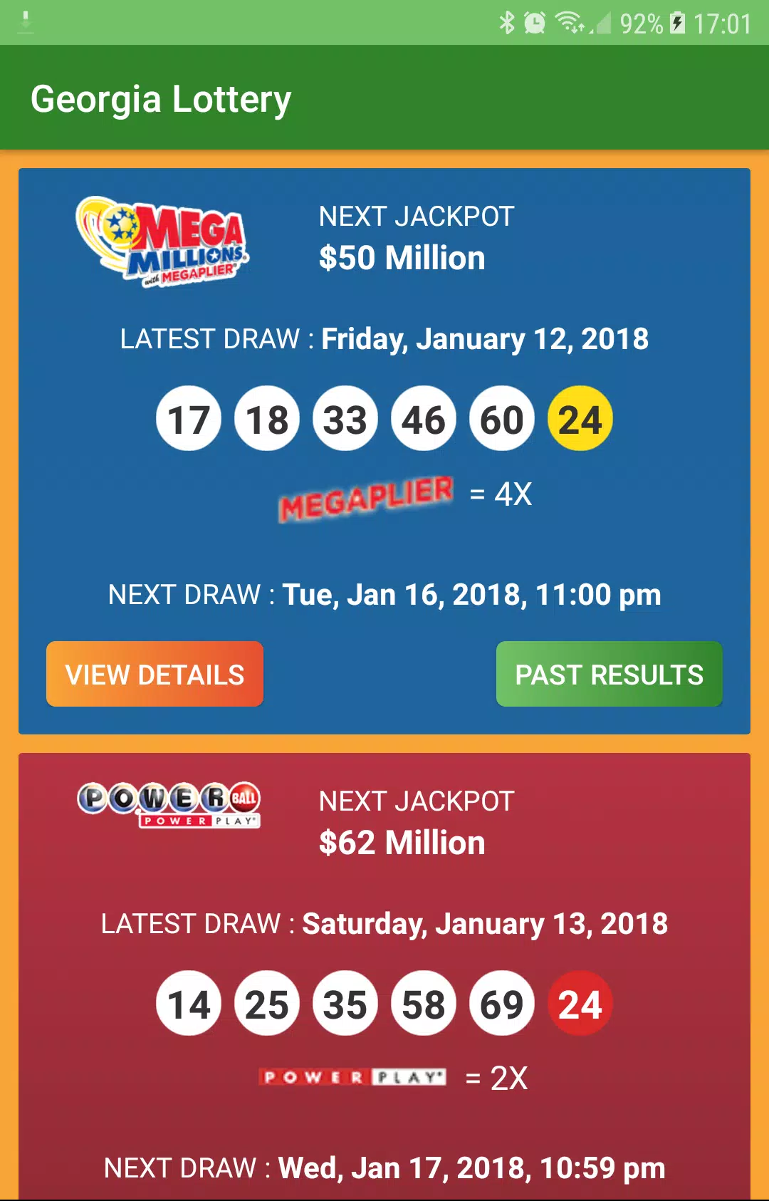 Georgia Lottery Results Screenshot 2