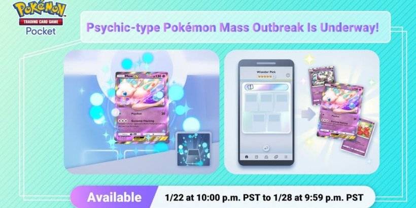 Pokémon Poket Pocket အတွက်အစုလိုက်အပြုံလိုက်ဖြစ်ပွားမှုအသစ်အတွက်အစုလိုက်အပြုံလိုက်ရောဂါဖြစ်ပွားမှုအသစ်အတွက် Psychic-type အမျိုးအစားပိုကီမွန်ကြယ်ပွင့်!