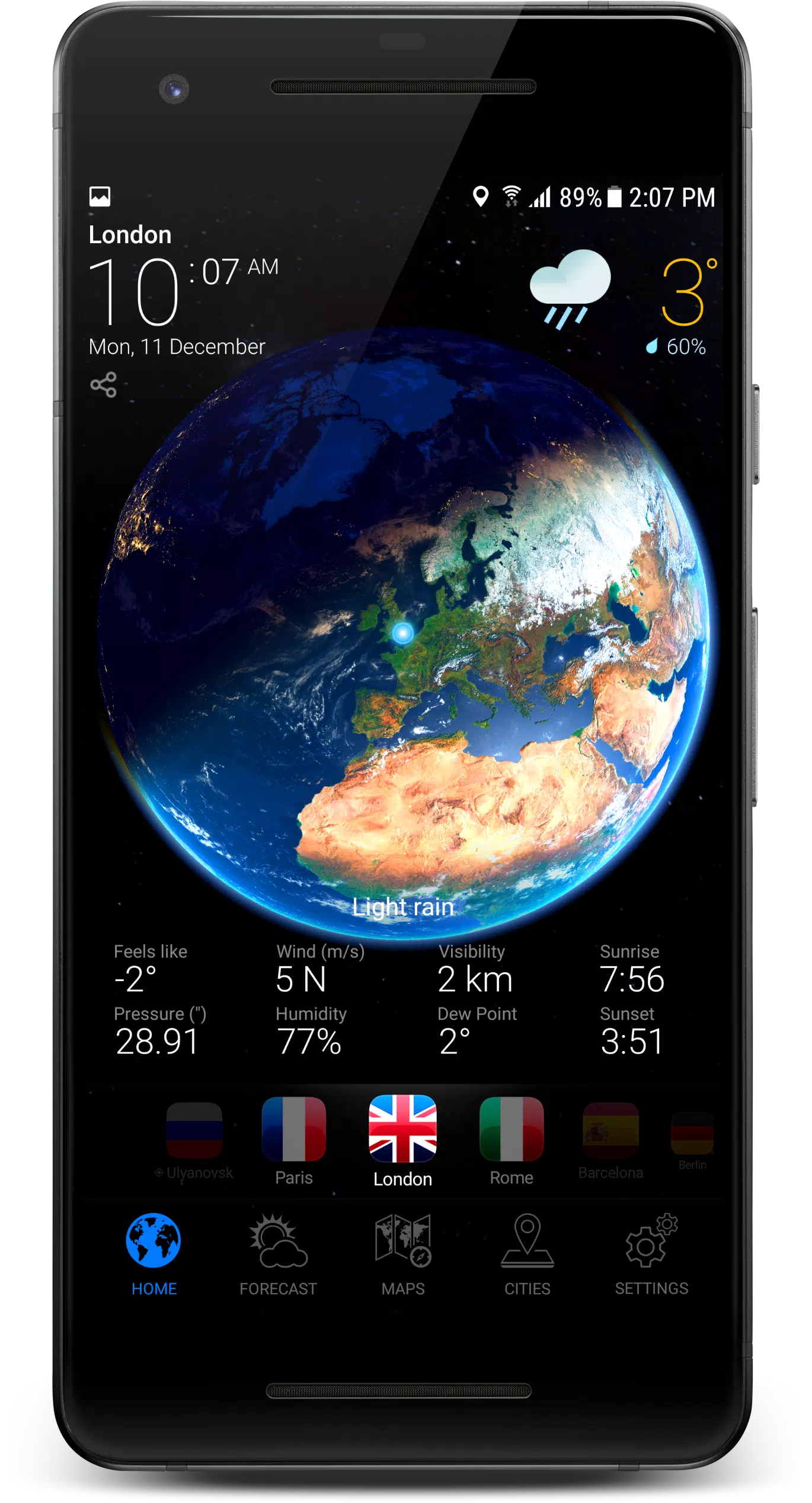 3D EARTH PRO - local forecast Captura de tela 0