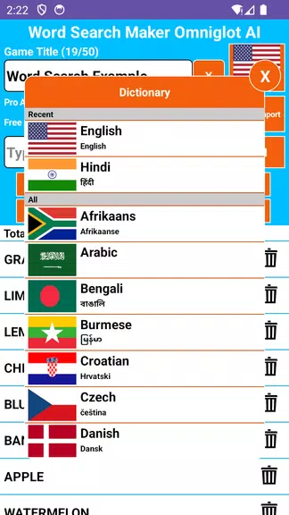 Word Search Maker Omniglot ภาพหน้าจอ 2