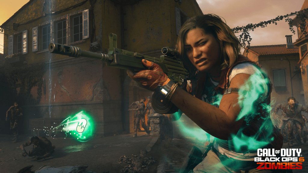 Maya firing a weapon with the Light Mend Ammo Mod on Citadel des Morts in Black Ops 6 Zombies