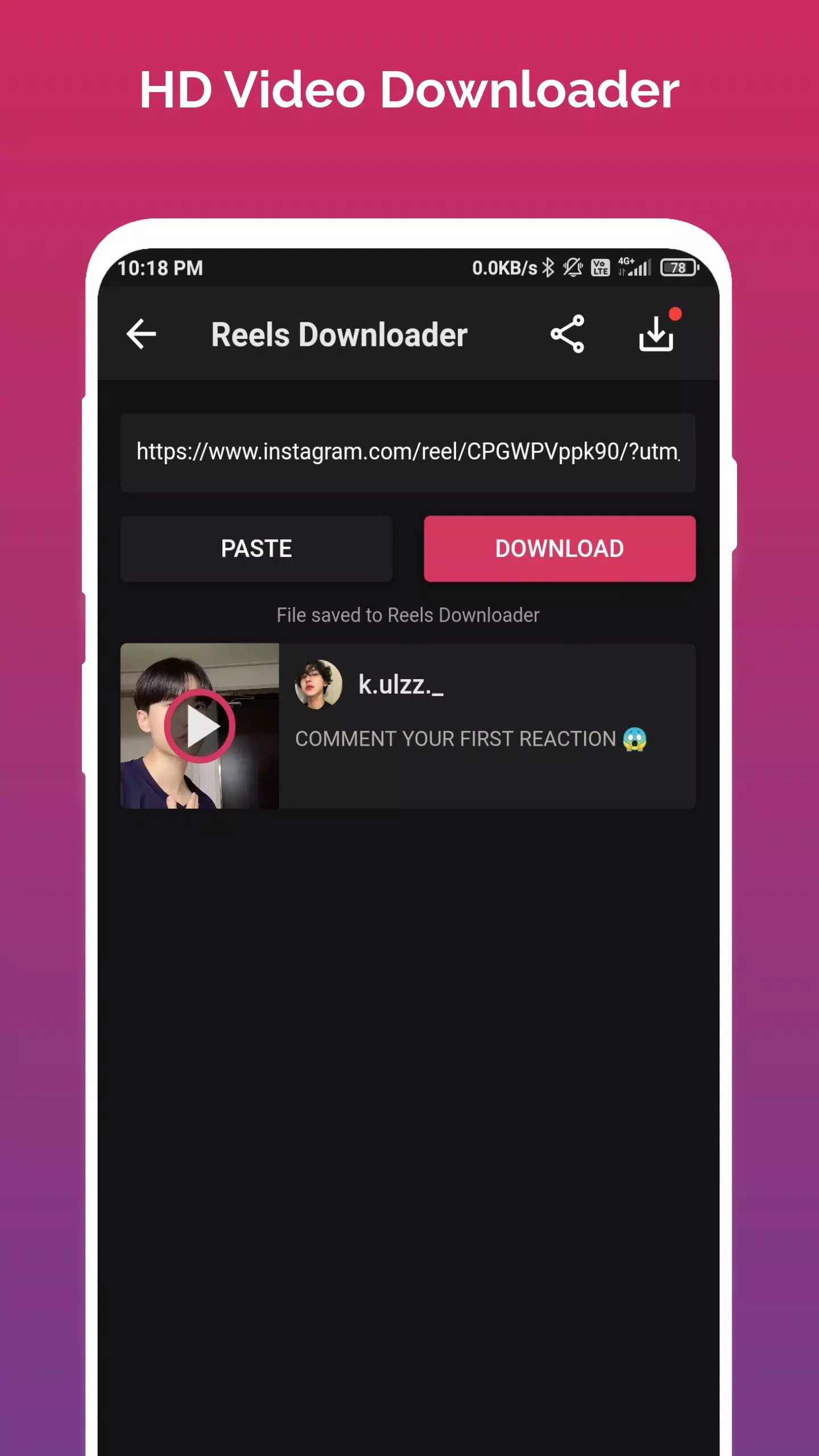 Reels Video Downloader Tangkapan skrin 0