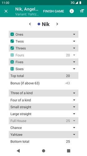 Yatzy Scoring Card Captura de tela 1
