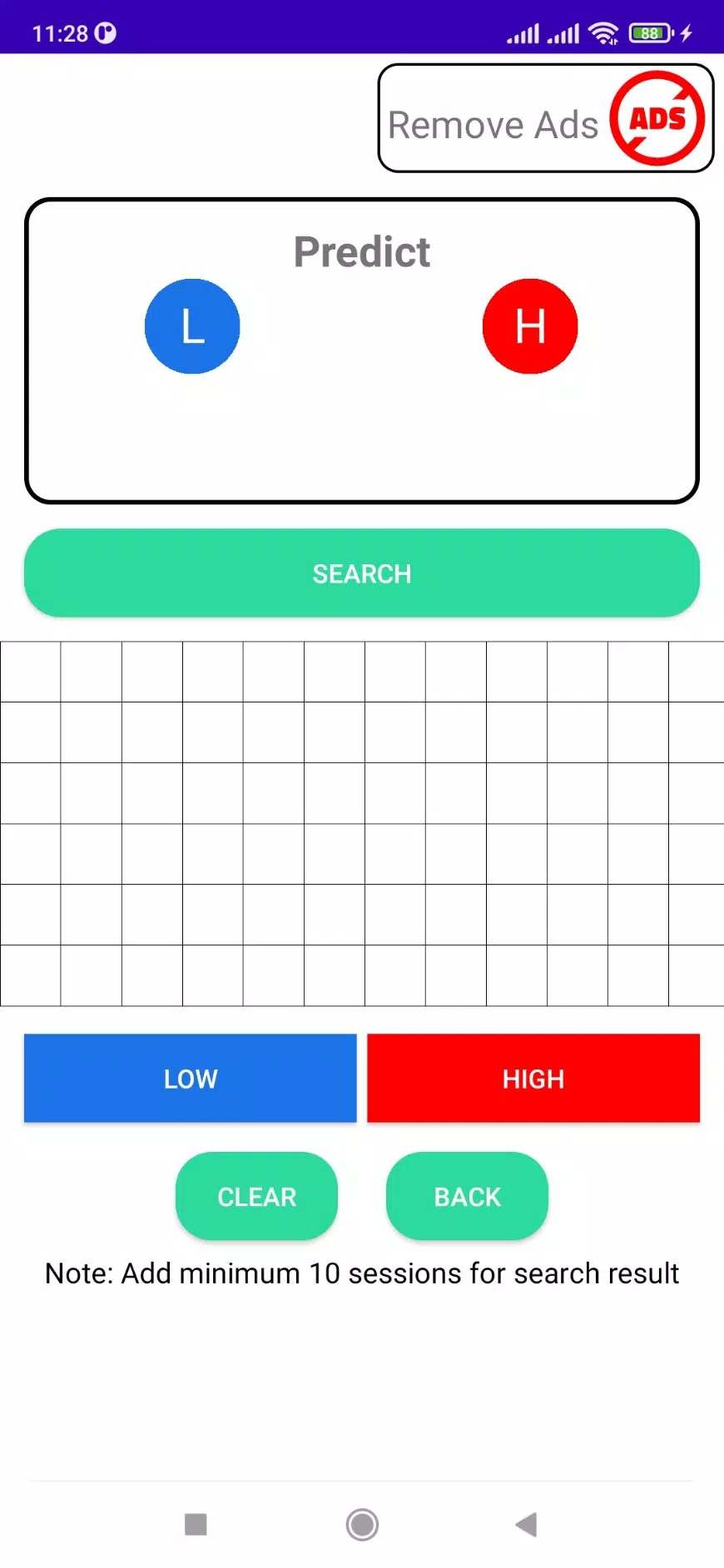 Schermata High - Low Predict Tool 1