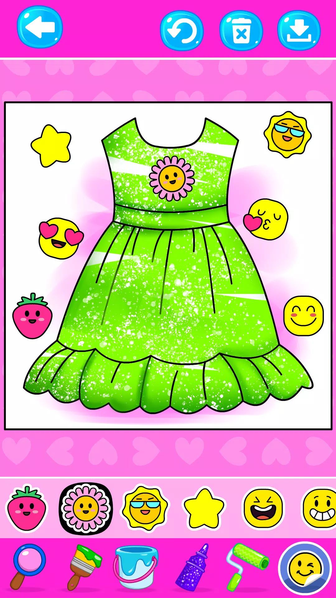 Girls Glitter Dress Coloring Screenshot 3