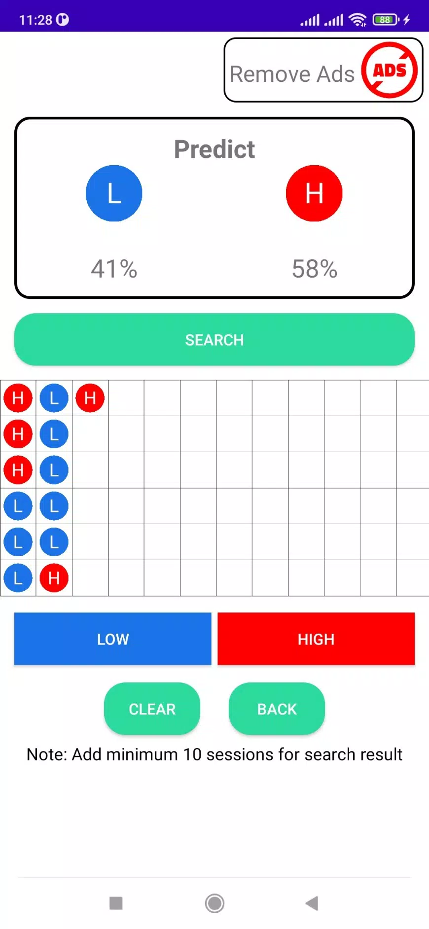 Schermata High - Low Predict Tool 0