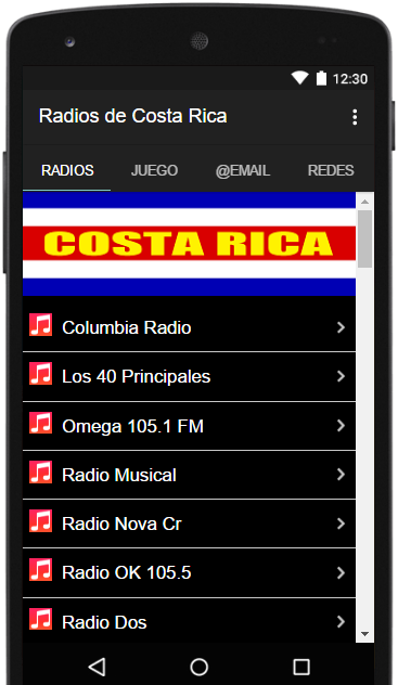 Schermata Radios Emisoras de Costa Rica FM AM en Vivo Gratis 0