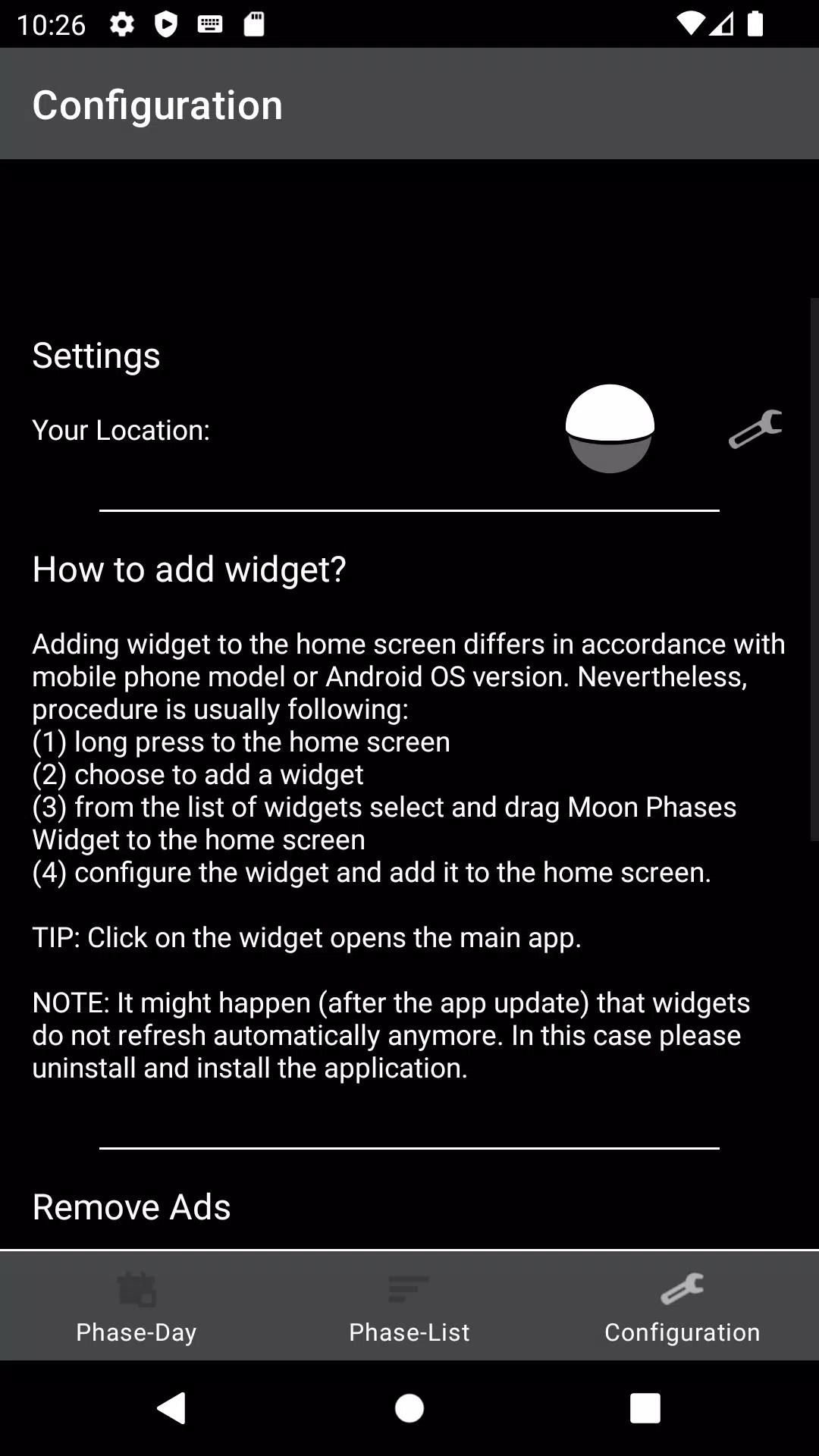 Moon Phases Widget Captura de pantalla 3