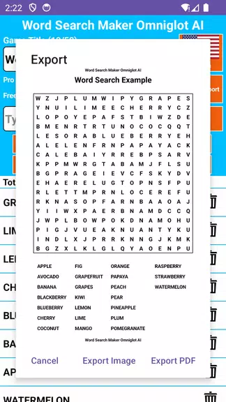 Word Search Maker Omniglot Schermafbeelding 1