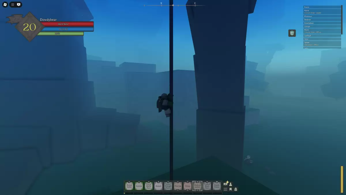 A Rune Slayer player is climbing a rope