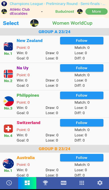 Female Cup Matches ภาพหน้าจอ 1
