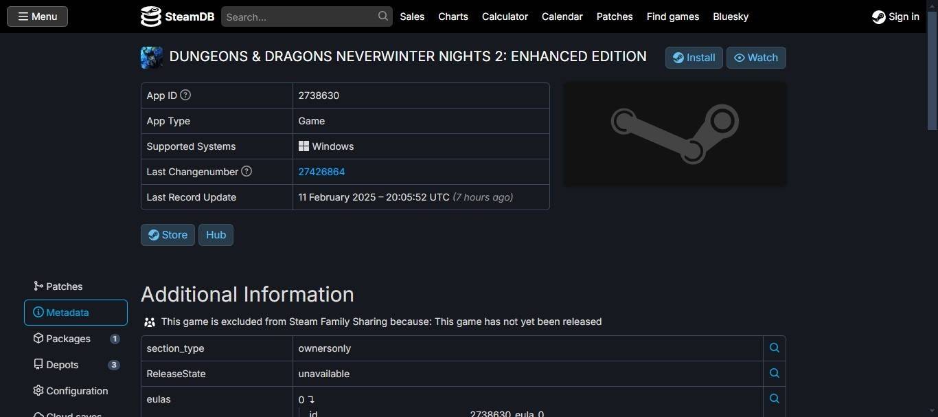 Neverwinter Nights 2 Enhanced Edition Steam Database Entry