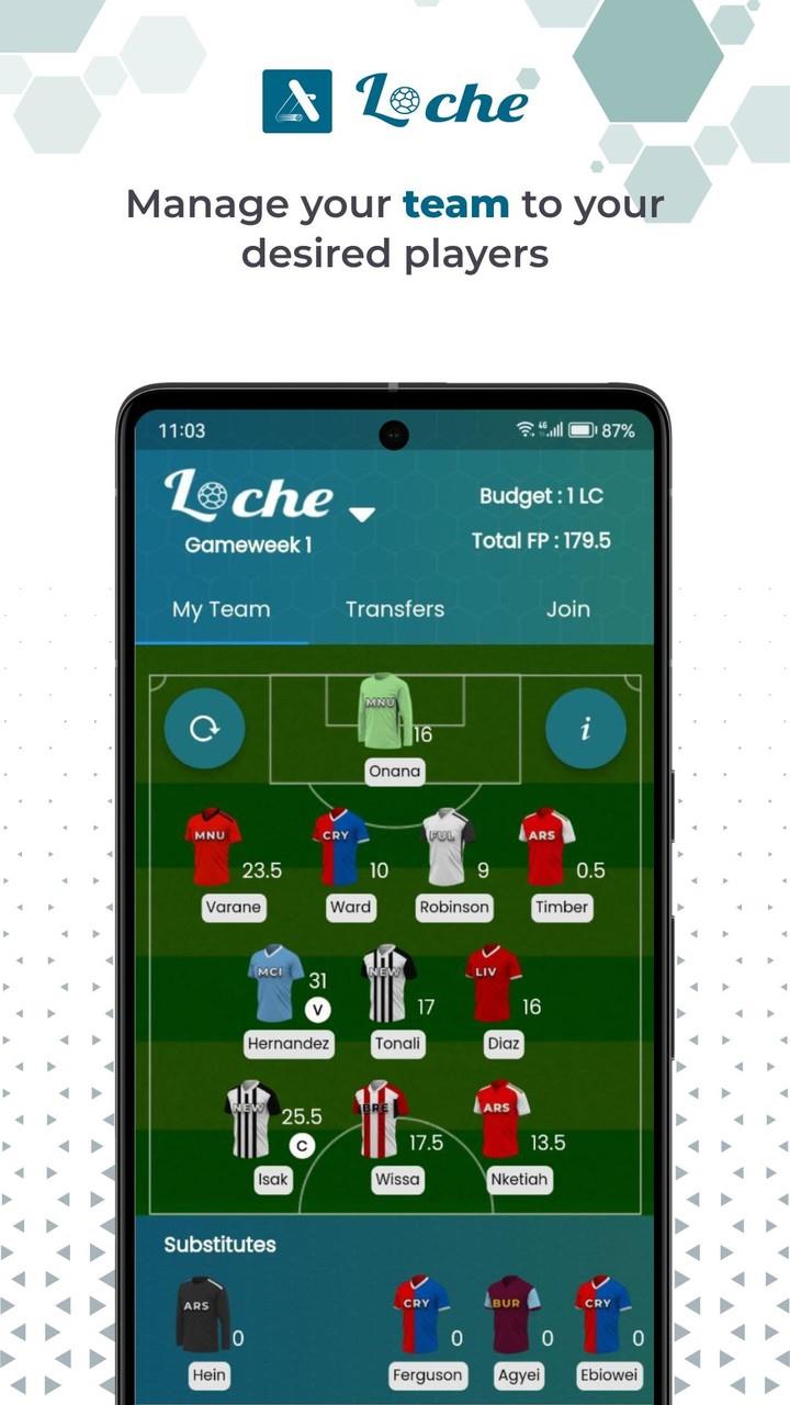 Loche Fantasy Football ဖန်သားပြင်ဓာတ်ပုံ 0