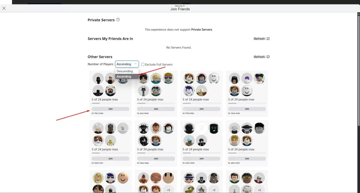 Menu Pemilihan Pelayan Roblox Blockspin