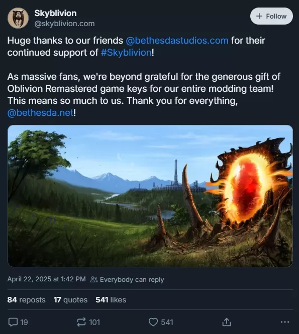 Bethesda Gifts Oblivion Remastered Keys to SkyBlivion Team