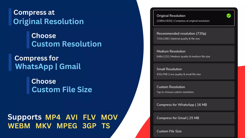 Reduce & compress video size Schermafbeelding 1