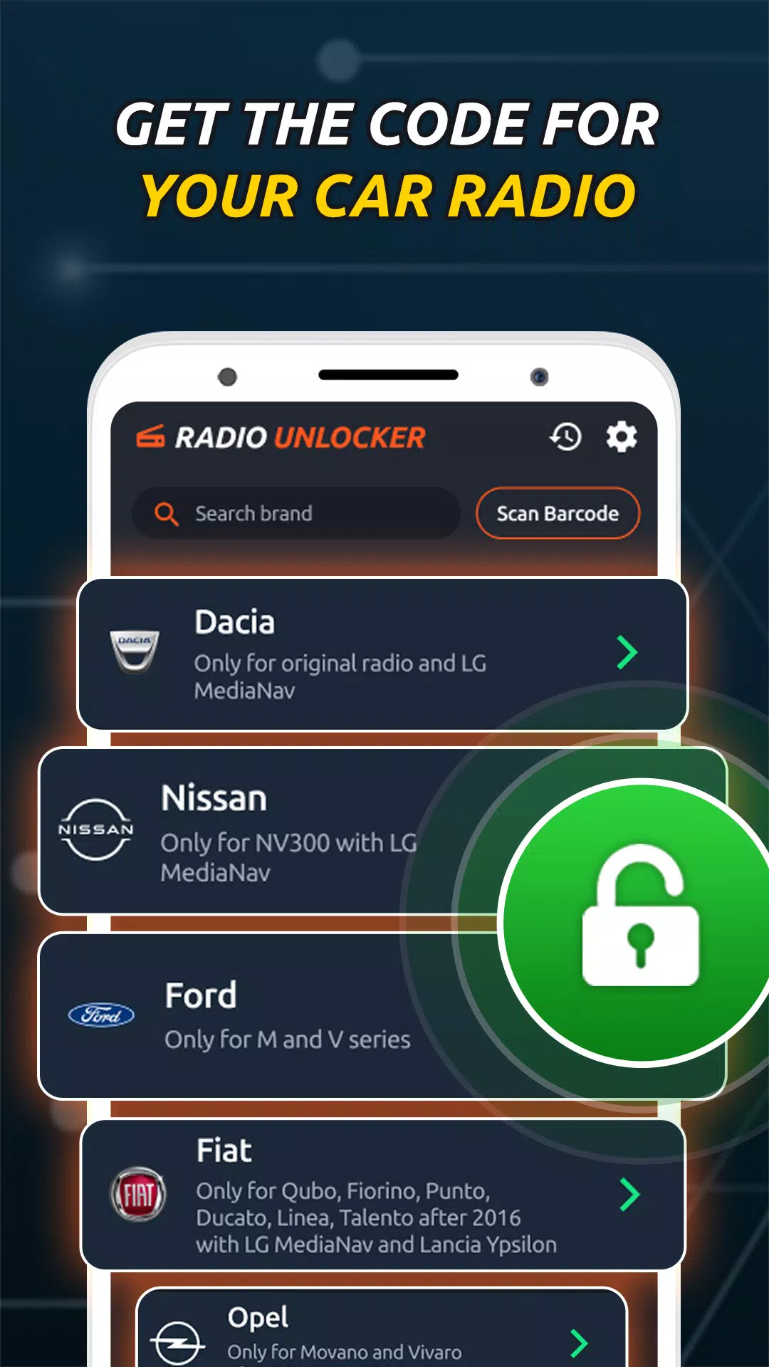 Radio Code Generator Unlocker Schermafbeelding 1