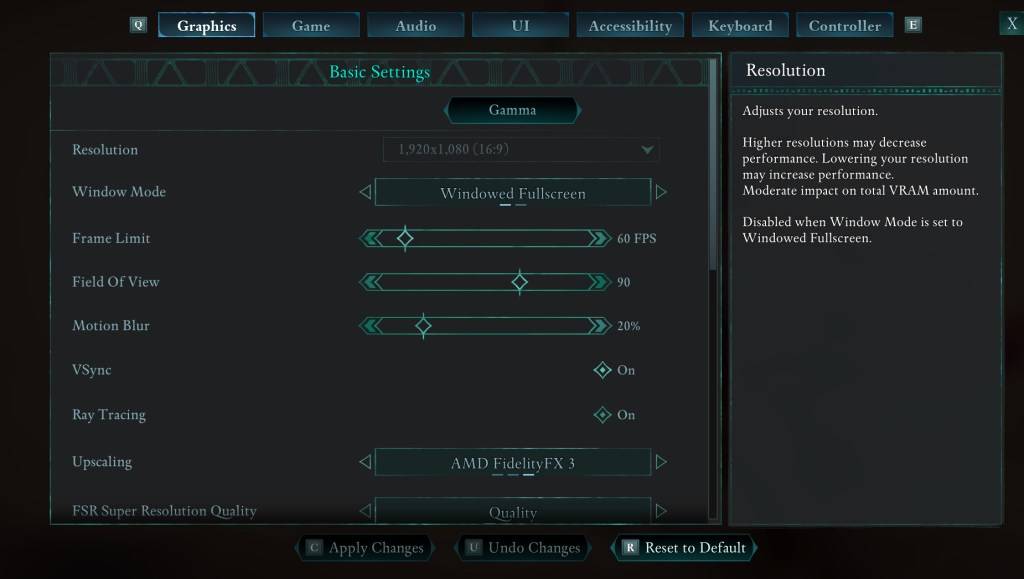 An image showing the settings menu in Avowed as part of a guide on how to reduce motion sickness while playing the game.