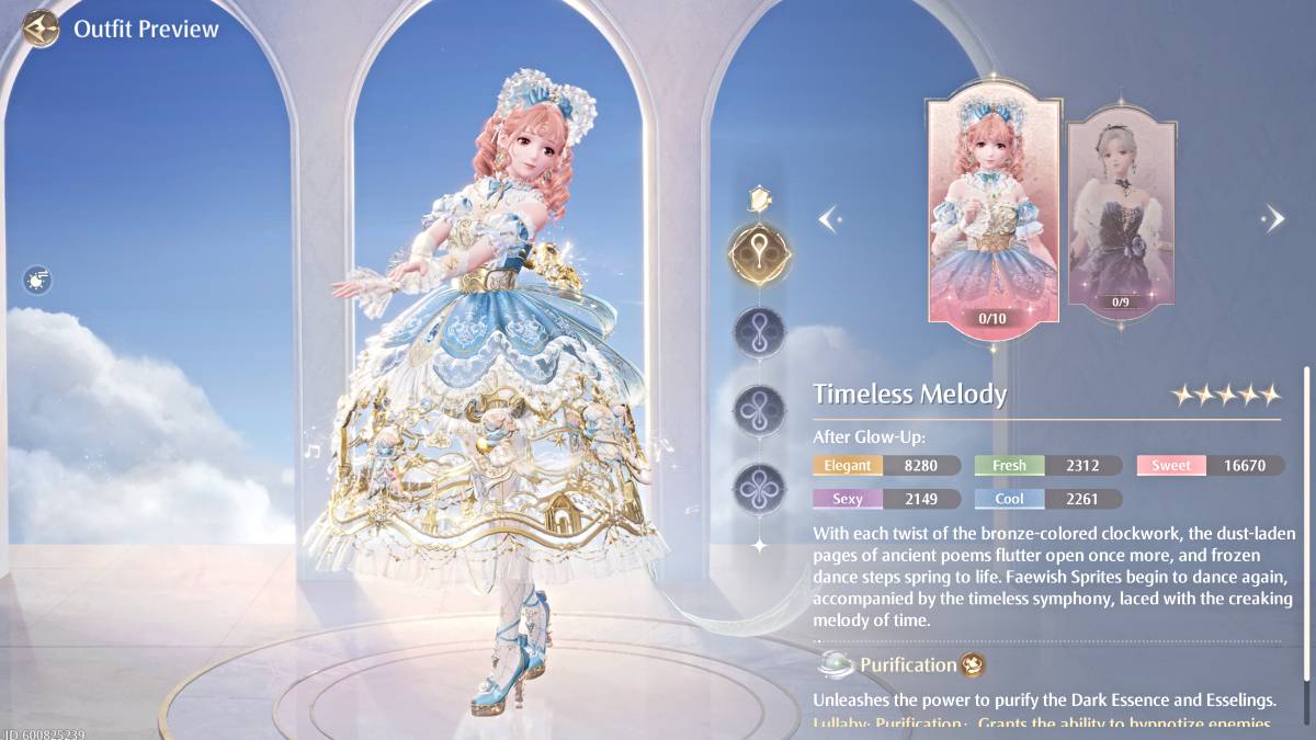 Traje de melodía atemporal en Infinity Nikki