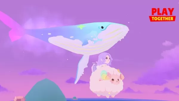 Dreamland: Together's New Purple-Sky-Gegend mit glänzenden Walen zusammenspielen