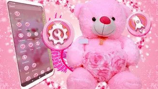 Pink Teddy Bear Theme Скриншот 3