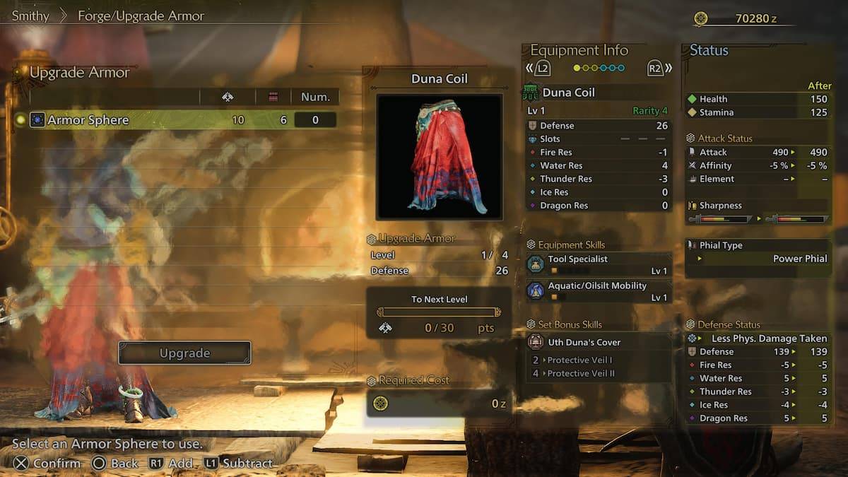 Monster Hunter Wilds - Pag -upgrade ng Armor Sphere