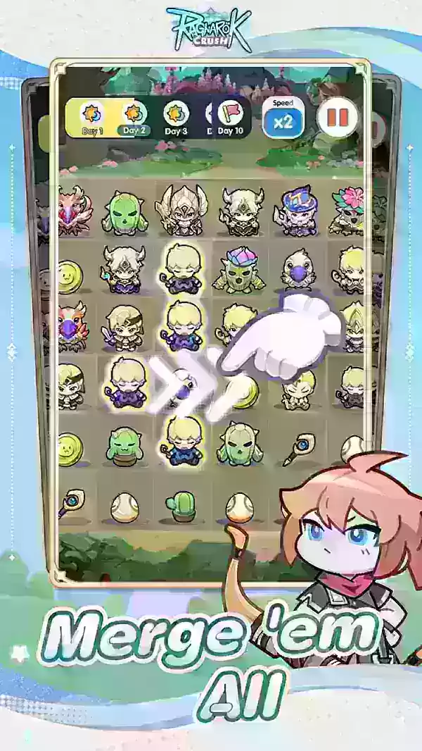 Ragnarok Online characters and monsters displayed on a merging grid