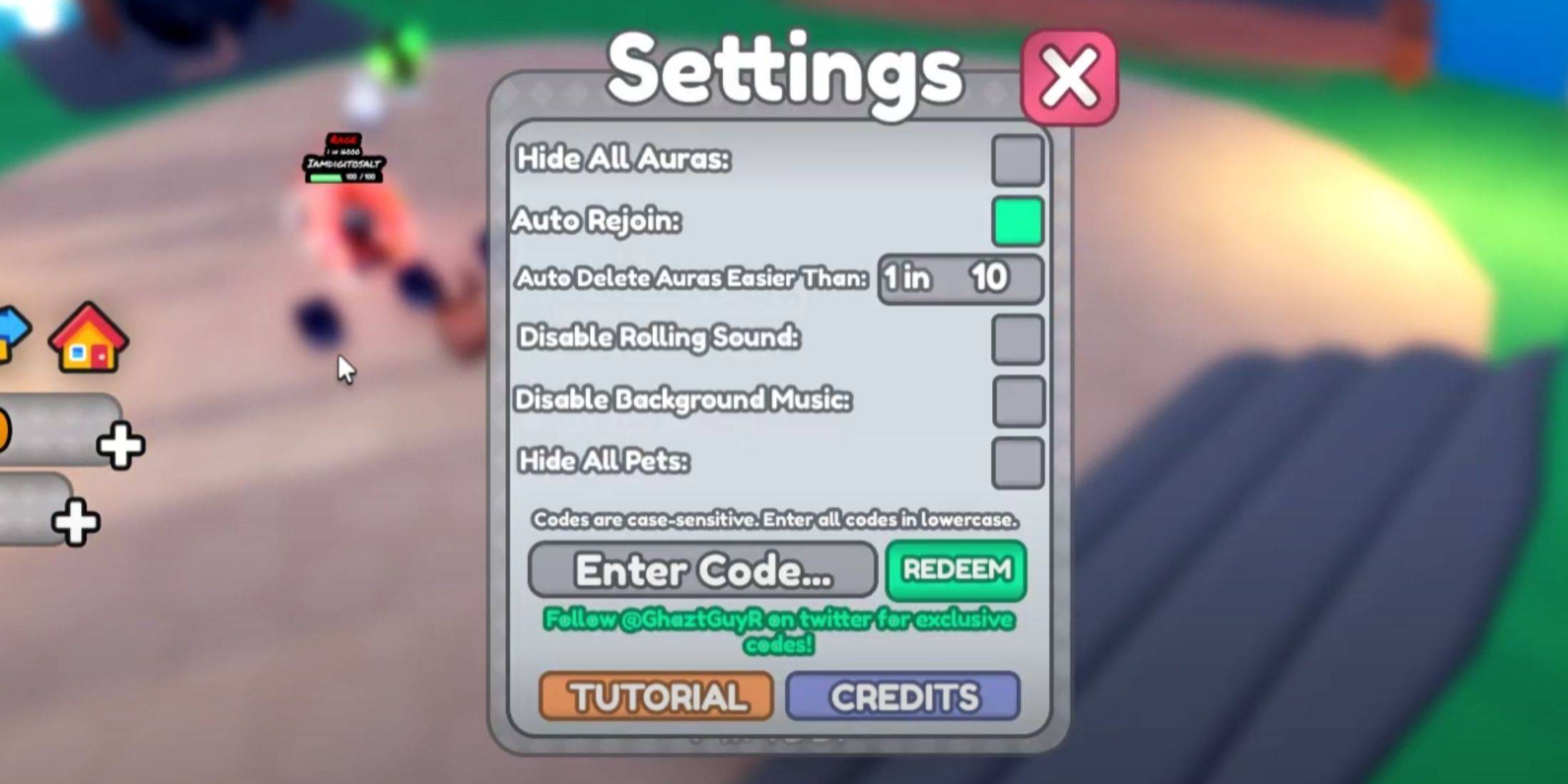 Image: RNG Combat Simulator Settings Menu