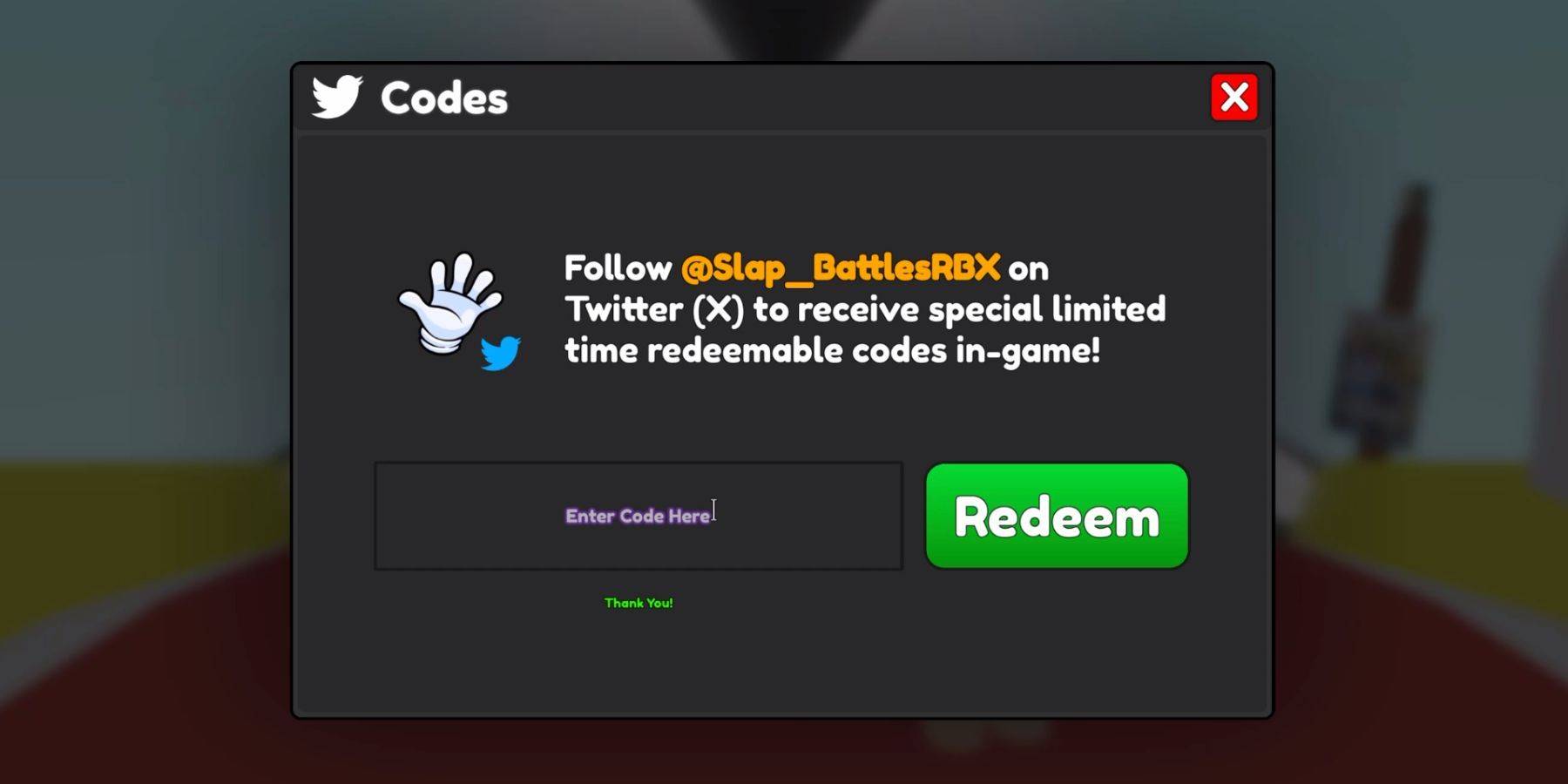 Image: Slap Battles Code Entry